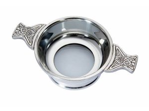 Pewter quaich with glass bottom
