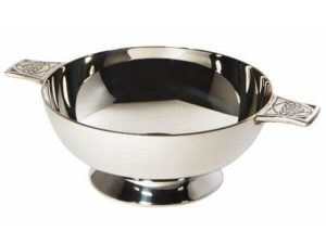 Silver plated quaich with slim handles