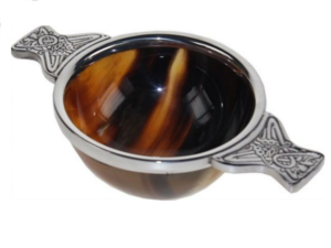 Horn and pewter quaich